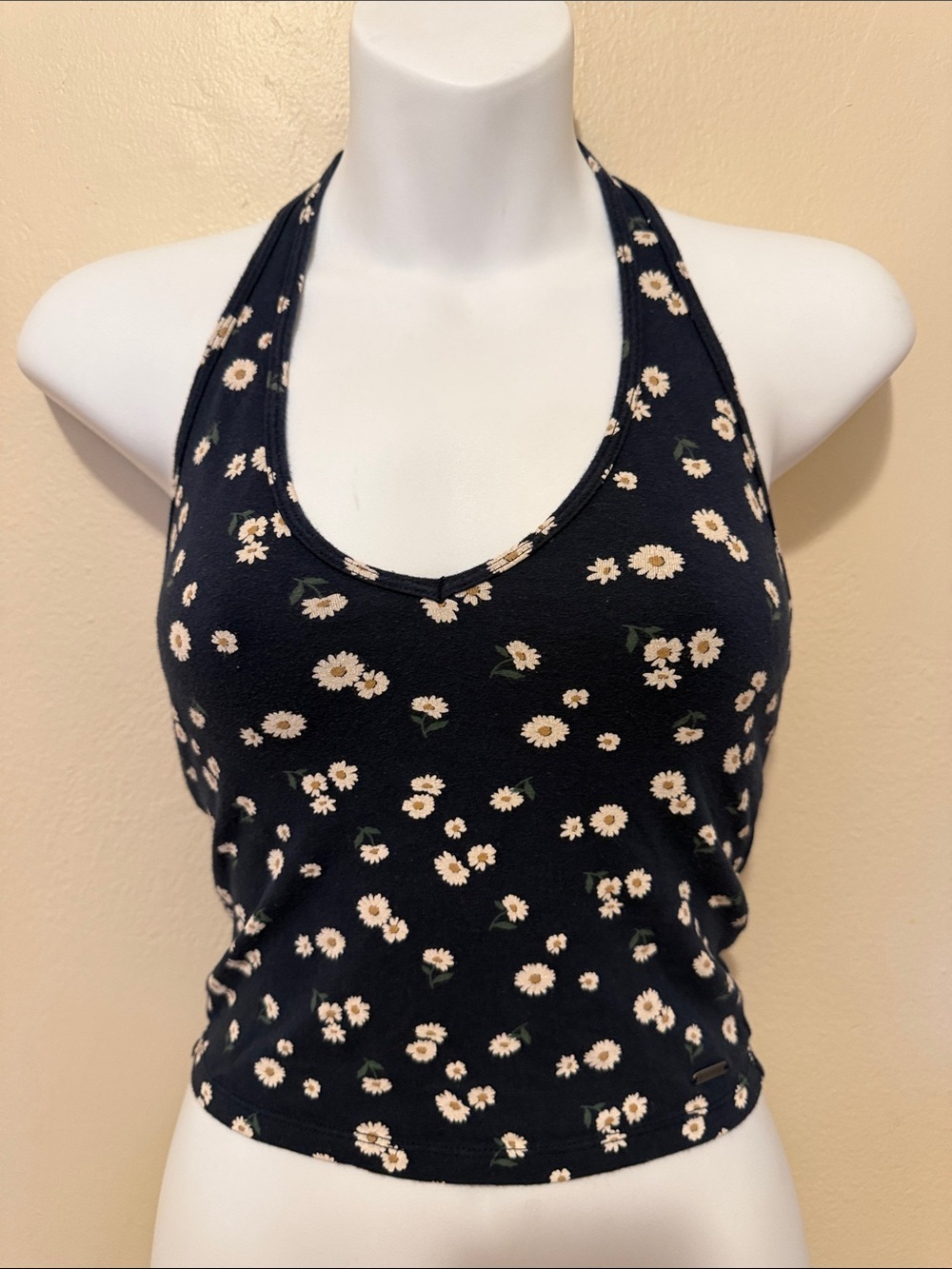 Hollister Black Daisy Halter Tank